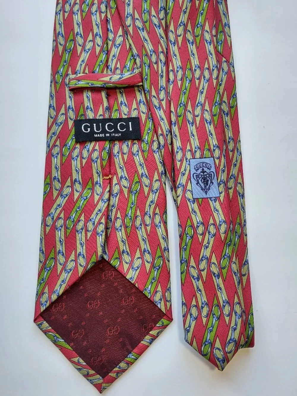Vintage Gucci 100% Silk Tie Classic Equestrian Pattern Italy Luxury Designer